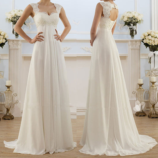 Minimalist Chiffon Wedding Dress – A – Line Bridal Gown luxury bridal gown by Bridal Boutique