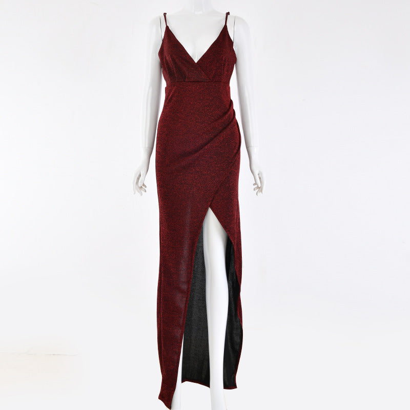 Sling V-Neck Dress Spring And Summer Long Dress