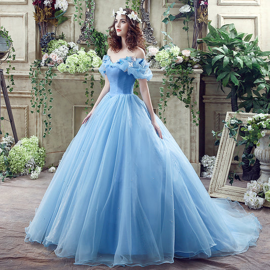Blue Fairytale Butterfly Formal Ball Gown Dress