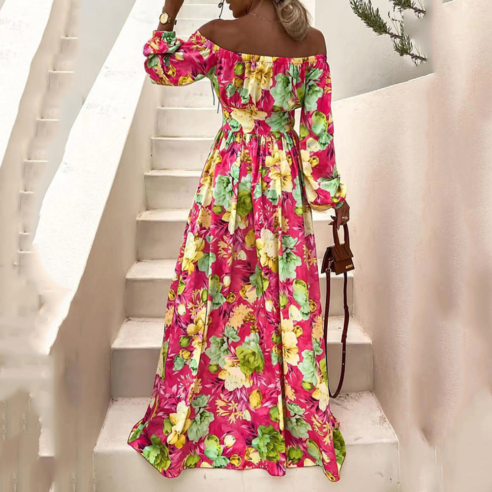 Boho bright multicolor long sleeve colorful summer Dress
