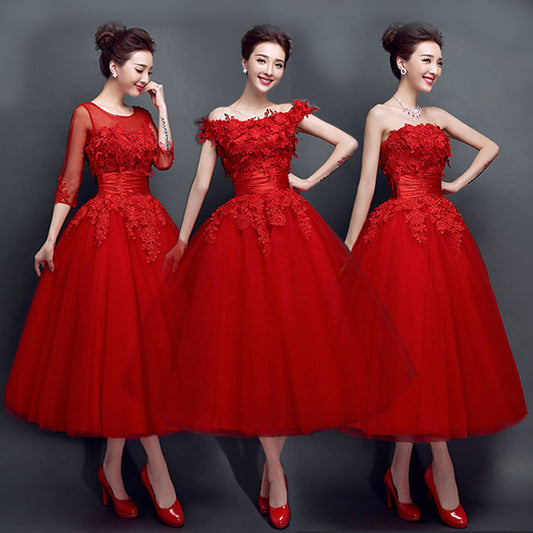 Lace upscale Red Formal evening dress