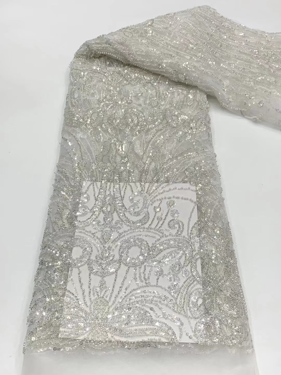 Luxury Beaded Column Wedding Dress - High Neck Bridal Gown with Feather Trim.