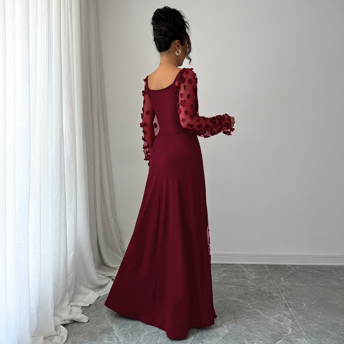 Long Sleeve Dress Dress Elegant Graceful Dress Polyester Dress