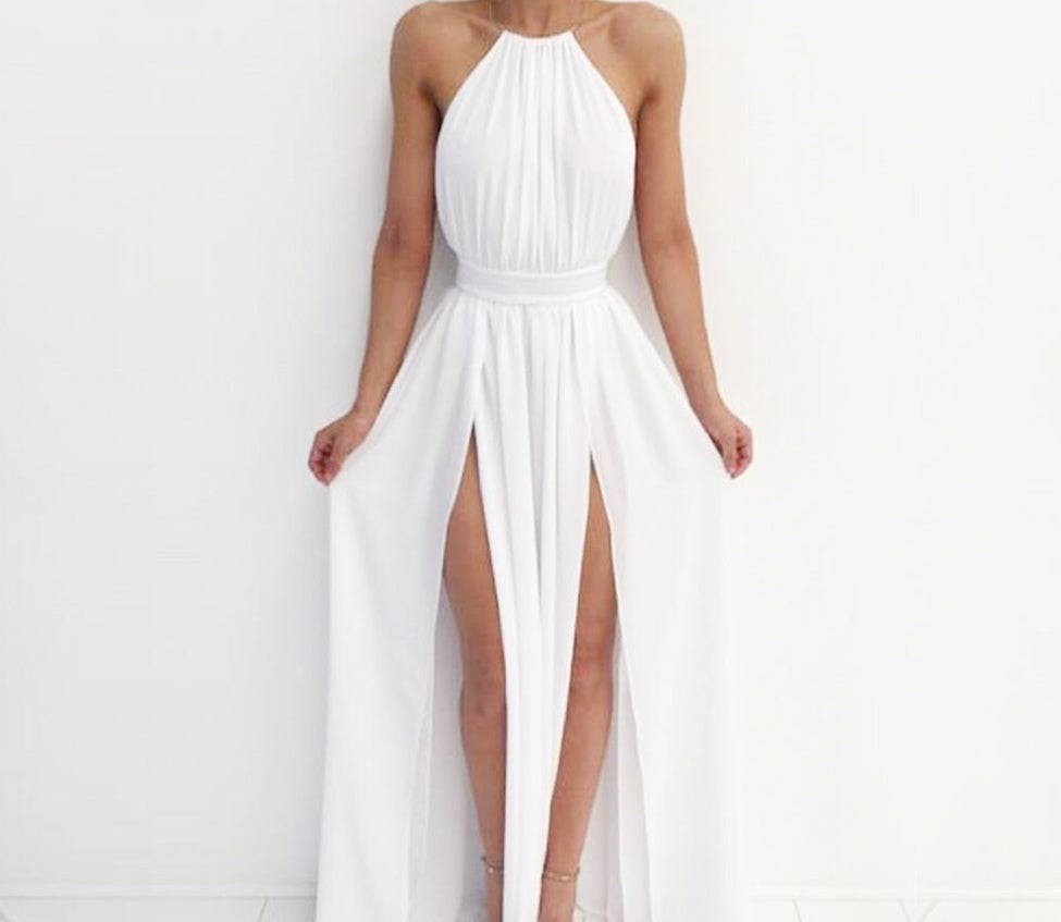 Halter Long Slit Simple dress