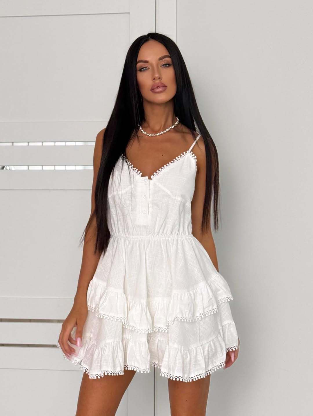 White Lace Panelled Slip Base-Layer Dress