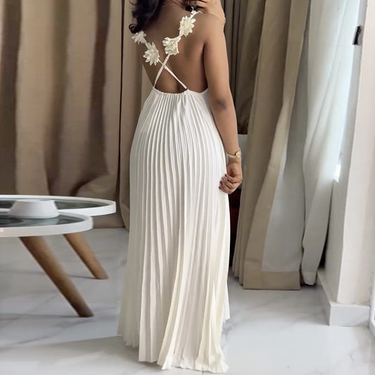Vacation Suspender Pleated Dress
