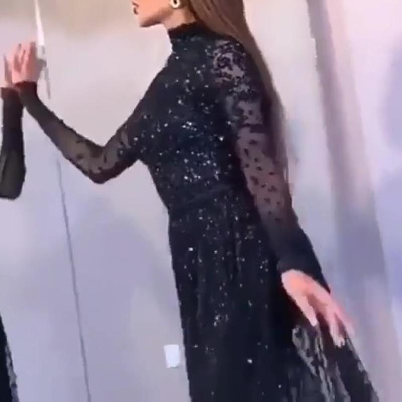 Gilded Long Sleeve Formal Dress