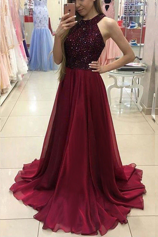 Sleeveless Long Wedding Party Bridesmaid Dress