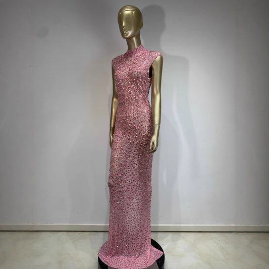 Rhinestone Dress Ball Party Long Dress Host Party Bridal Dress