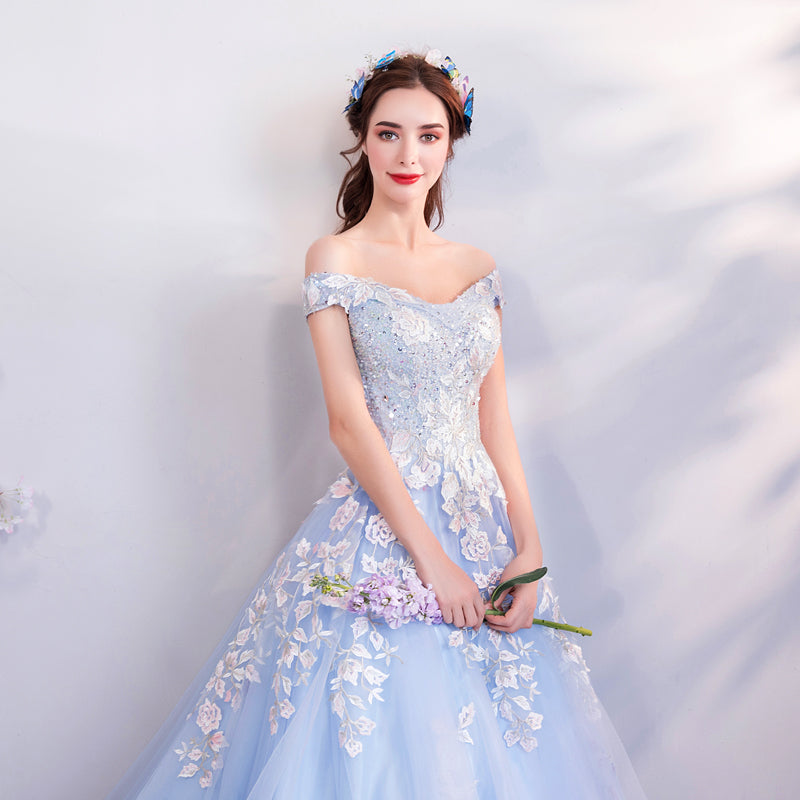 Blue formal ball gown