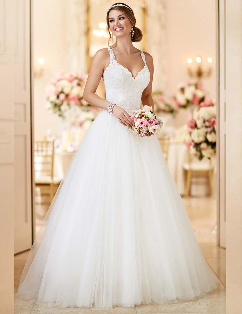 2-in-1 Convertible Wedding Dress with Detachable Tulle Ball Gown Skirt.