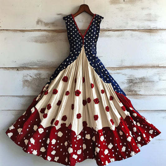 Fun Patriotic Colorful Fourth of July Bohemian Chic style Womens Dress