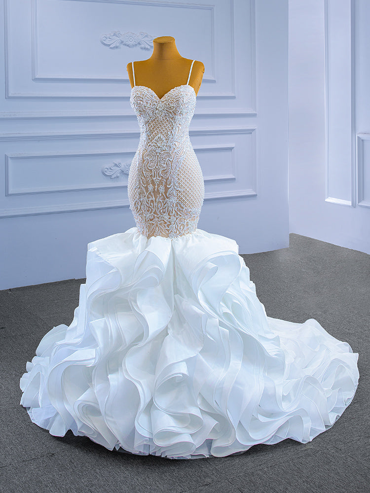 Sweetheart Mermaid Wedding Dress - Ruffled Organza Trumpet Bridal Gown