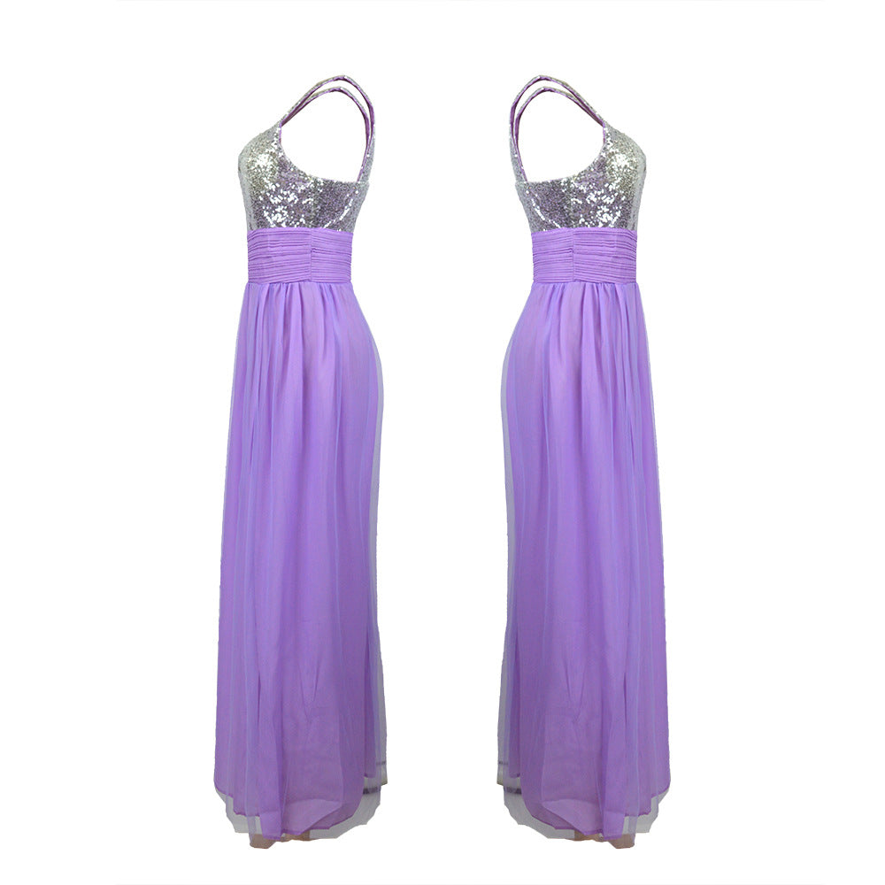 Bridesmaid formal purple Long Dress