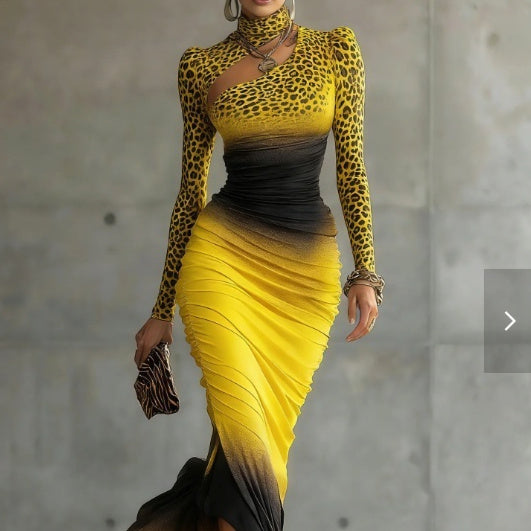 Animal Print Yellow & Black Dress