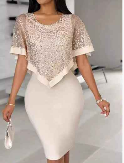 Women's Polyester Sequined Bottoming Dress