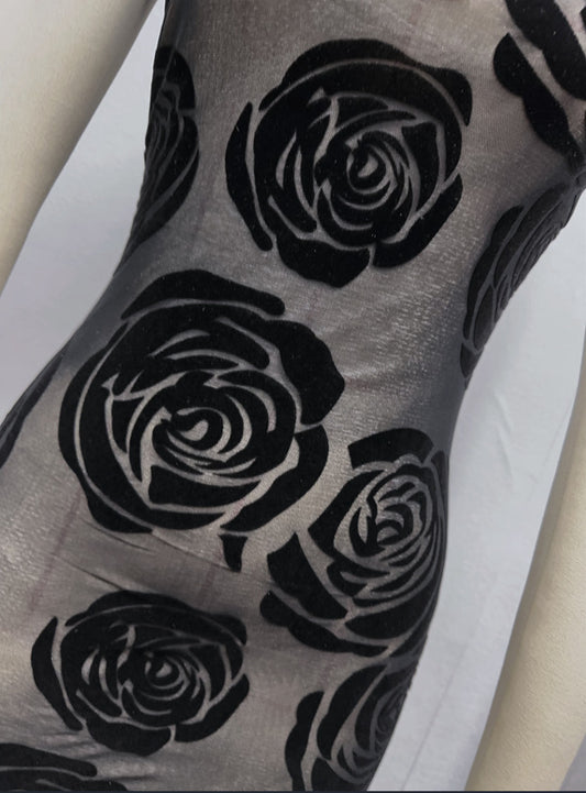 Black Flower Sling Slant Shoulder Flower Dress