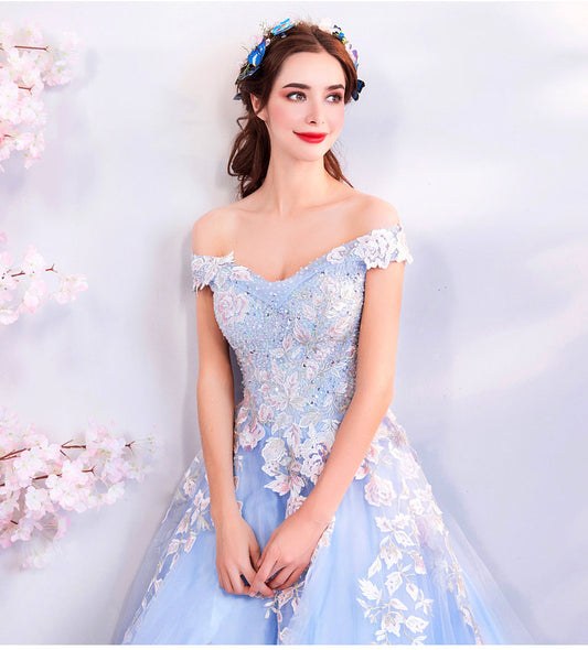 Blue formal ball gown