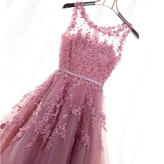 Summer Banquet One-shoulder Bridesmaid Dress Long Style
