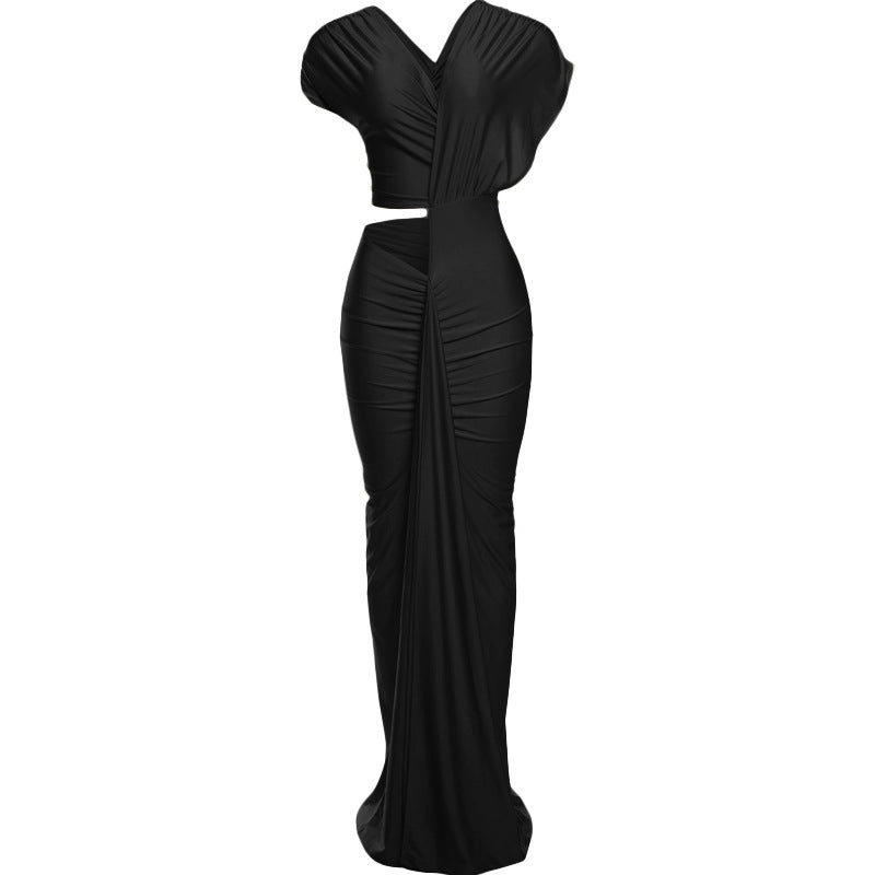 Womens Irregular Cutout High-Waisted Dress