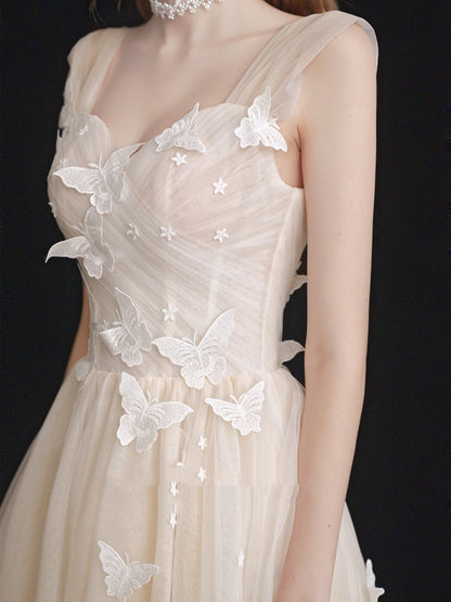 Formal butterfly bridesmaid bridal wedding dress