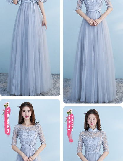 Long Bridesmaid Blue Wedding Party Dress