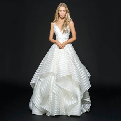 A-Line Lace Wedding Dress with Sweetheart Neckline and Tiered Skirt