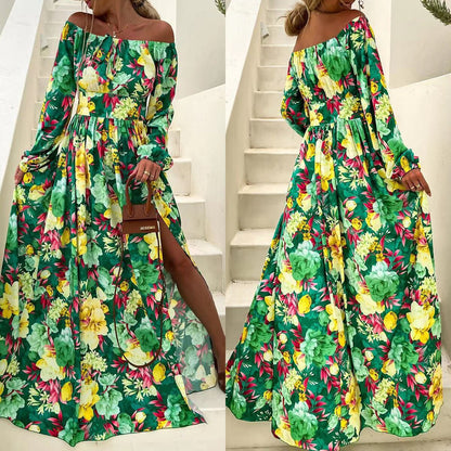 Boho bright multicolor long sleeve colorful summer Dress
