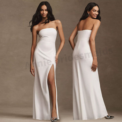 Satin Semi Formal White High-grade Dress