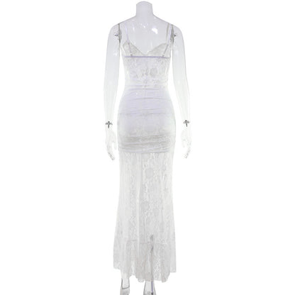 Slip Dress With A Slit And A Trailing Skirt Formal Gown