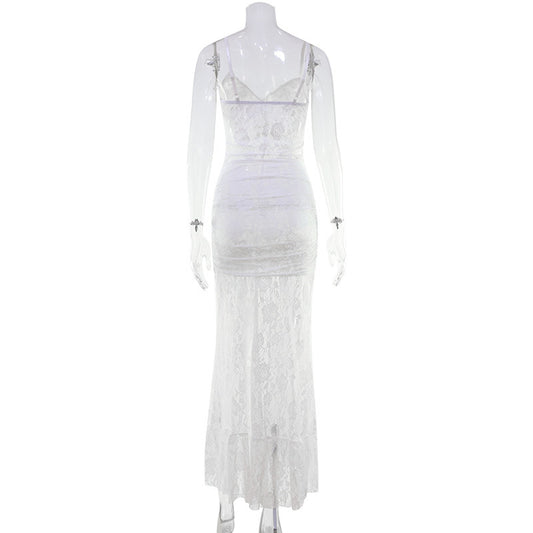 Slip Dress With A Slit And A Trailing Skirt Formal Gown