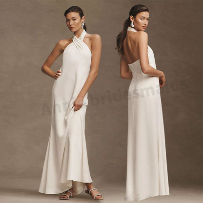 Satin Semi Formal White High-grade Dress