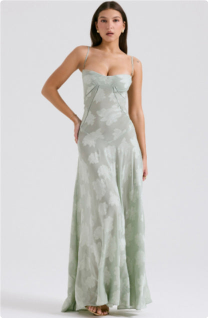 Elegant Embroidered Slim Suspender Dress