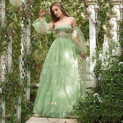 Formal floral fairytale long sleeve dress