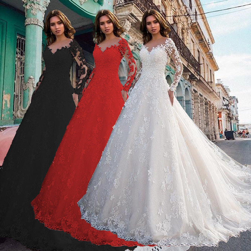 Long Sleeve Off-shoulder White Bridal Wedding Dress