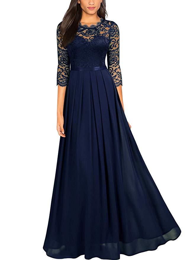 Dress chiffon stitching lace dress bridesmaid