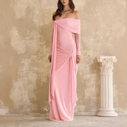 Rare Designer-style Long Slip Dress With A Bow-tie Neckline