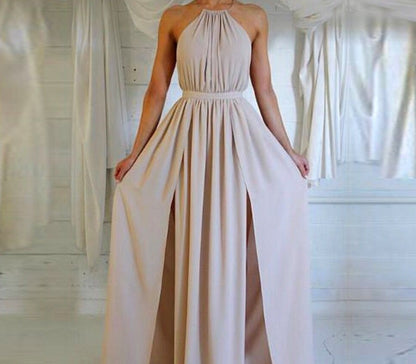 Halter Long Slit Simple dress