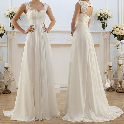 Minimalist Chiffon Wedding Dress – Elegant A-Line Bridal Gown