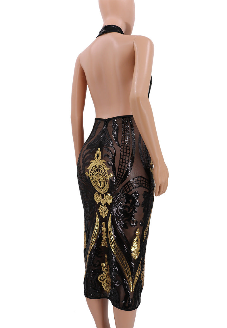 Sheer dress with sequins