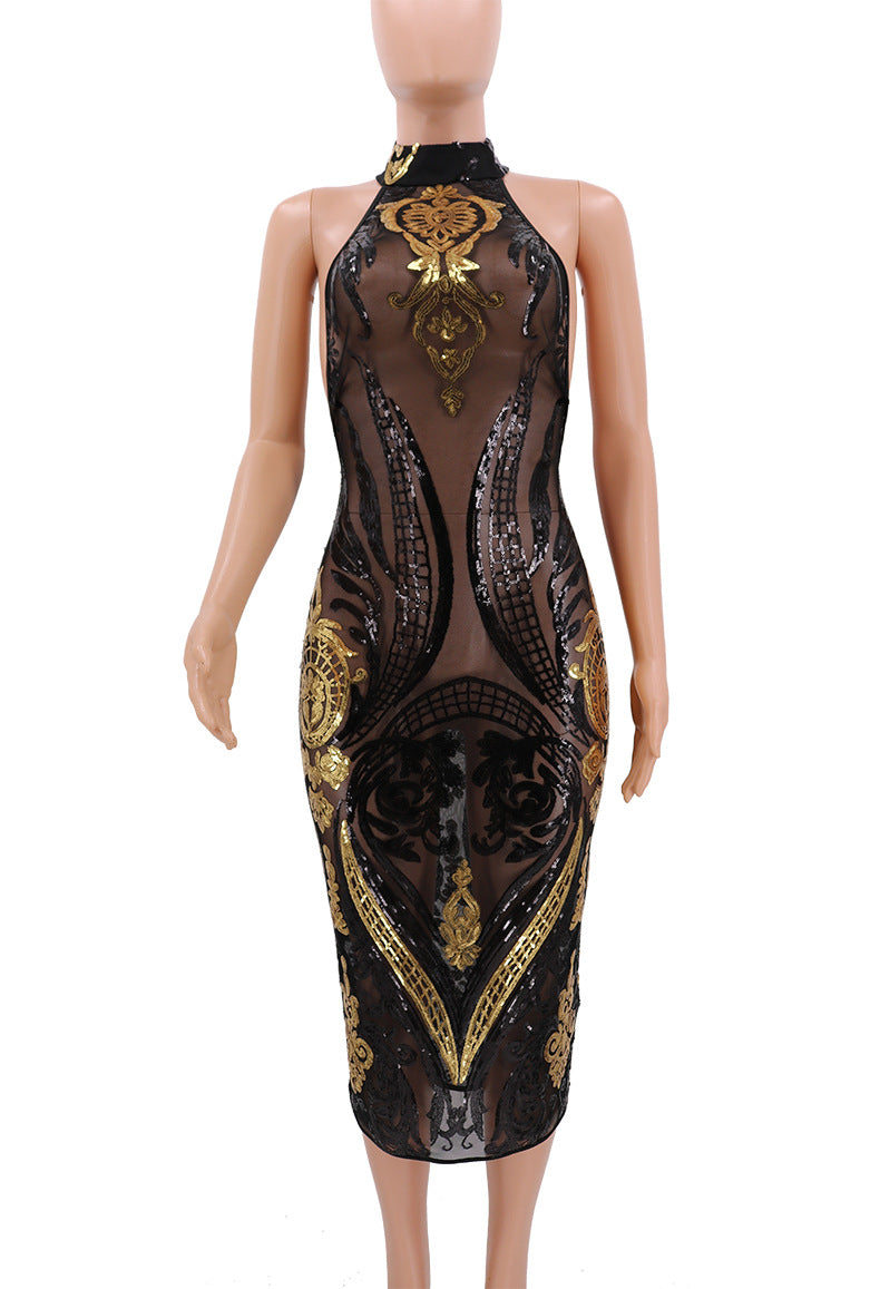 Sheer dress with sequins