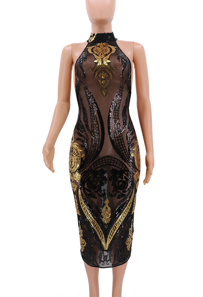Sheer dress with sequins