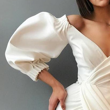 Bubble sleeve formal evening dress
