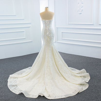 2-in-1 Convertible Mermaid Wedding Dress with Detachable Satin Overskirt.
