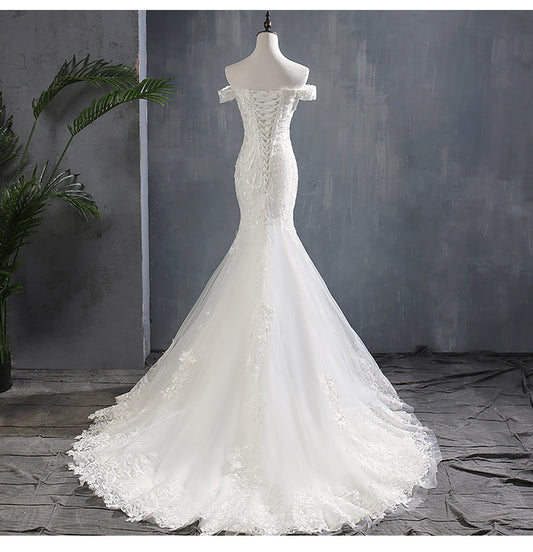Mermaid light wedding dress lace tail skirt