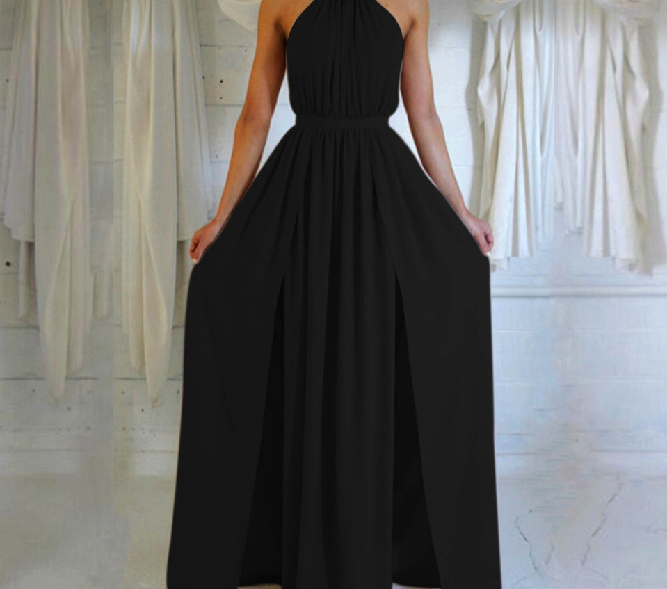 Halter Long Slit Simple dress