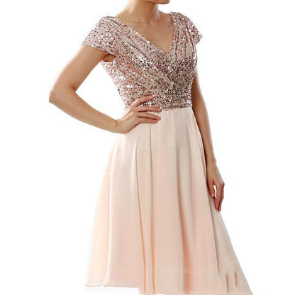 Ladies Knee-Length Formal Bridesmaid Evening Dress