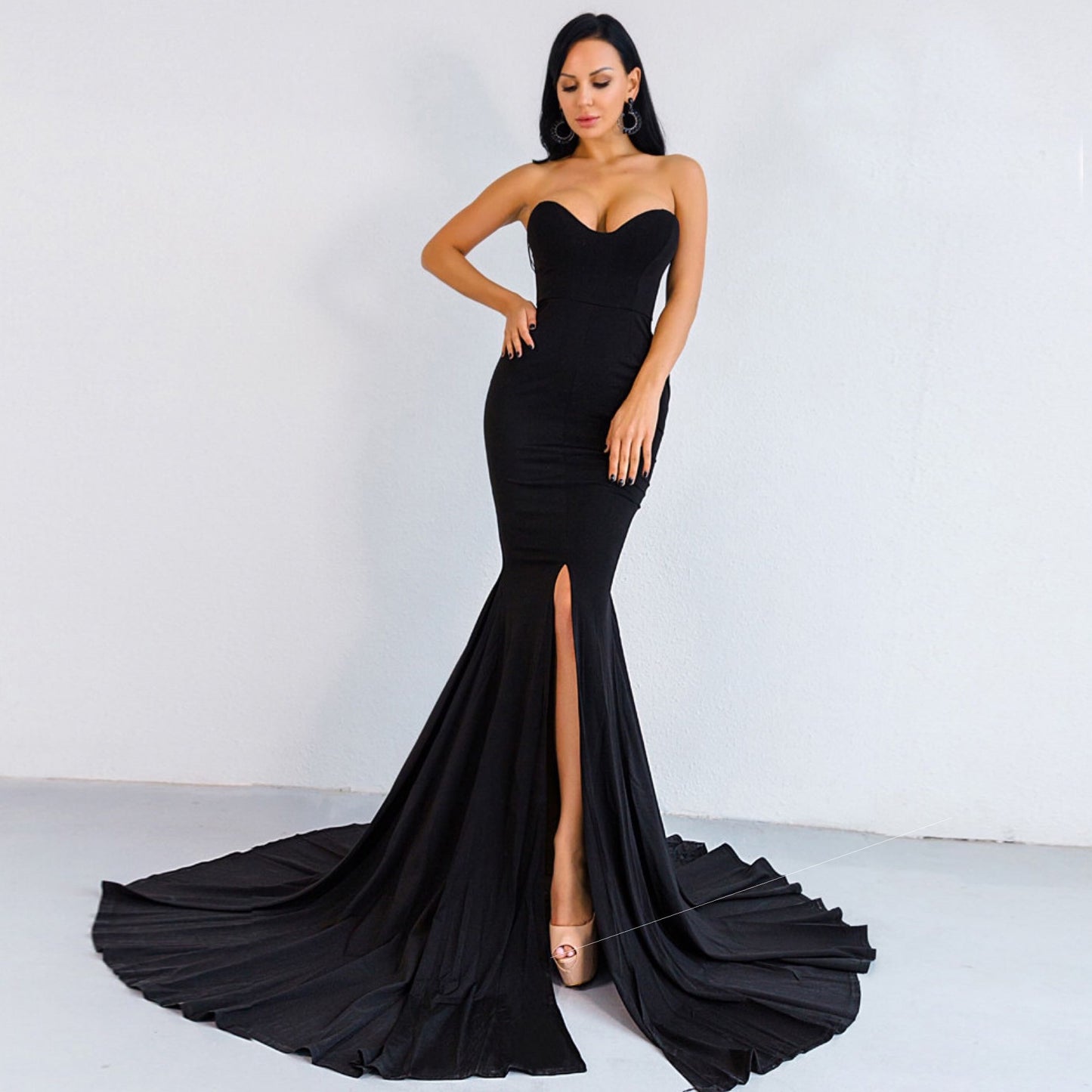 Sexy Wrapped Chest Asymmetric Maxi Party Dress