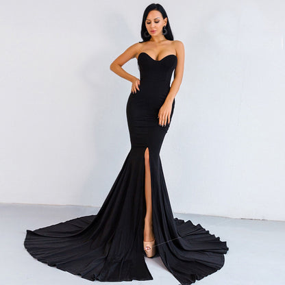 Sexy Wrapped Chest Asymmetric Maxi Party Dress