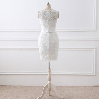 2-in-1 Convertible Wedding Dress with Detachable Tulle Train & Lace Mini.